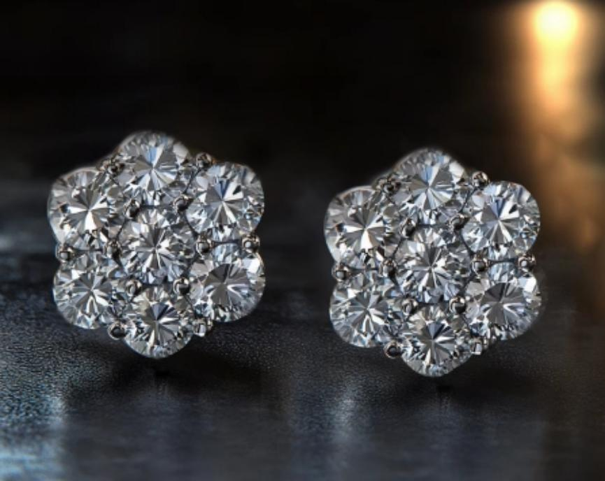 Moissanite Flower Earrings