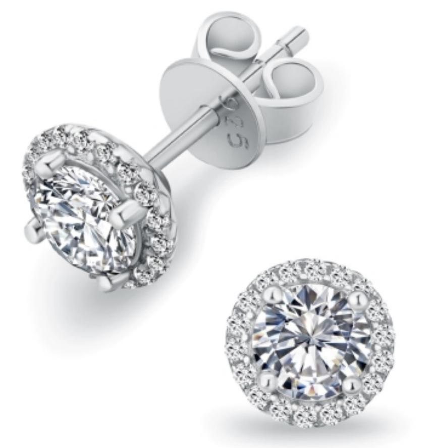 Halo moissanite earrings